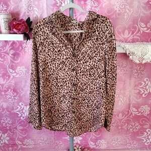 Umgee Brown Leopard Print Button-Down Shirt